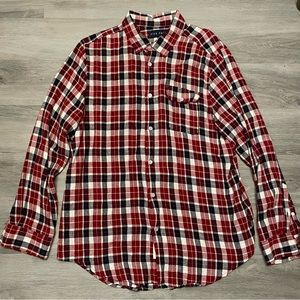 Five Four red/white/navy plaid flannel longsleeve button-down shirt XL